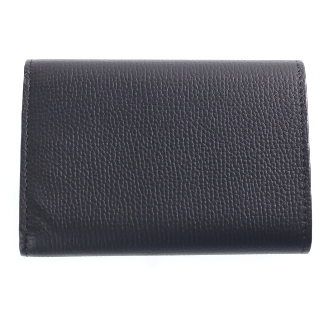 LOEWE(ロエベ) アナグラム 三つ折り財布 コンパクトウォレット コインケース ブラック レザー シルバー金具 レディース