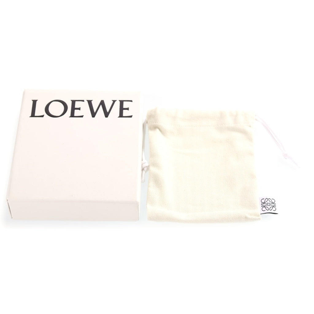 LOEWE(ロエベ) アナグラム 三つ折り財布 コンパクトウォレット コインケース ブラック レザー シルバー金具 レディース