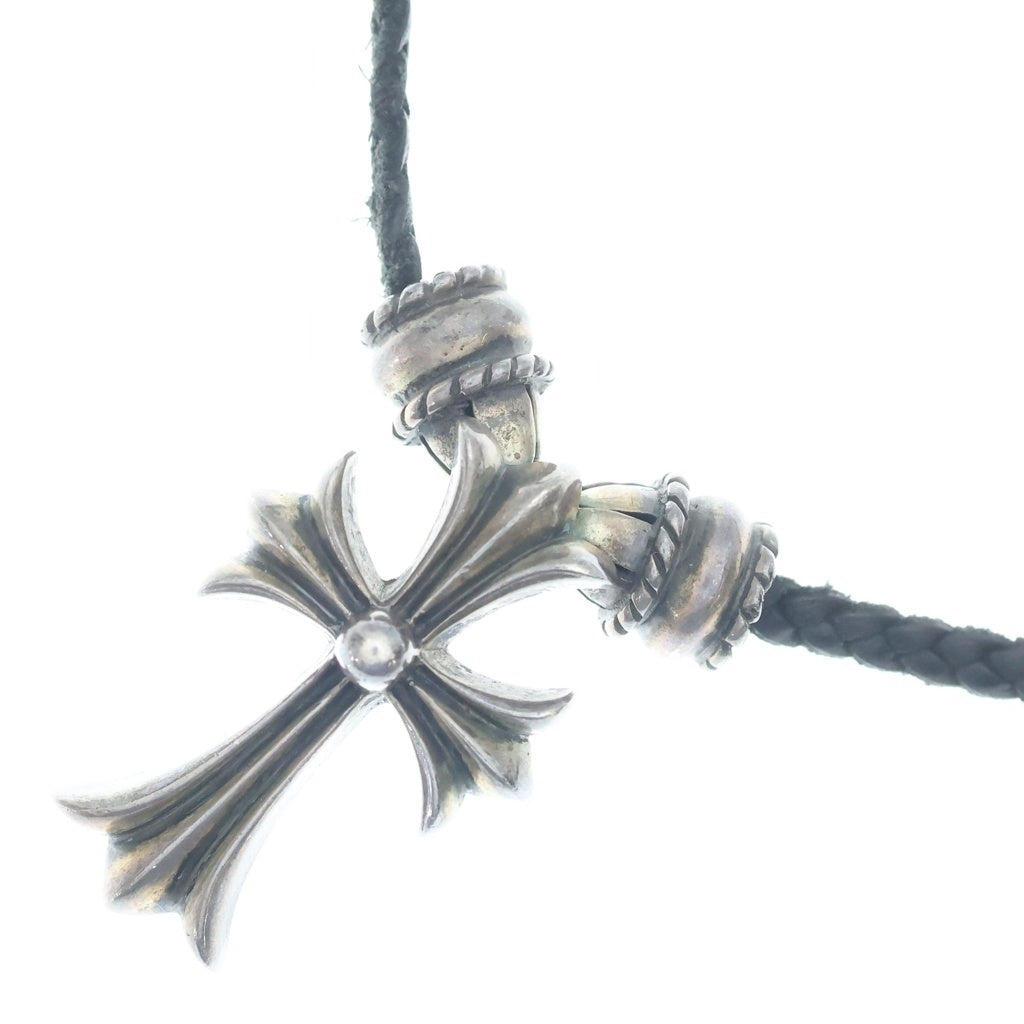 CHROME HEARTS(クロムハーツ) CH CRS SML CL スモールCHクロス クリンプト レザーブレイド ネックレス シルバー/ブラック BCA217