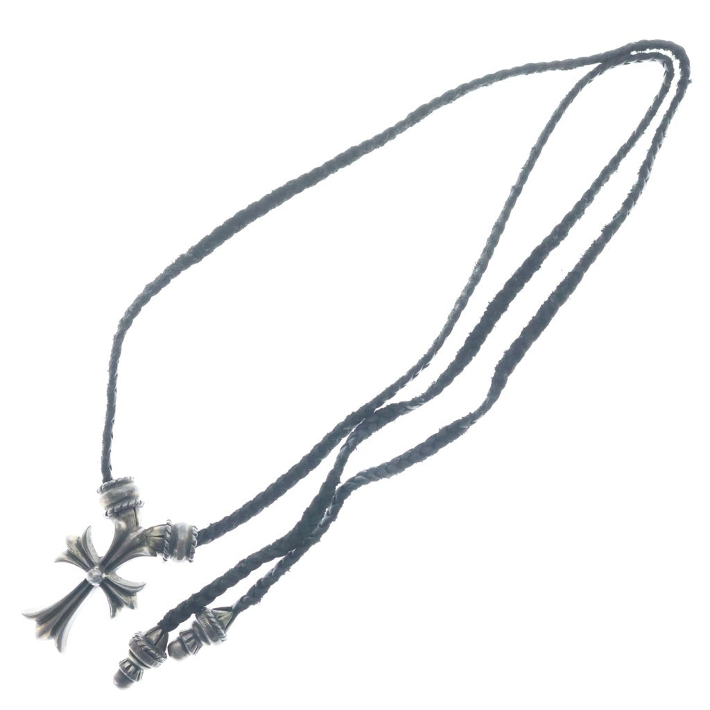 CHROME HEARTS(クロムハーツ) CH CRS SML CL スモールCHクロス クリンプト レザーブレイド ネックレス シルバー/ブラック BCA217