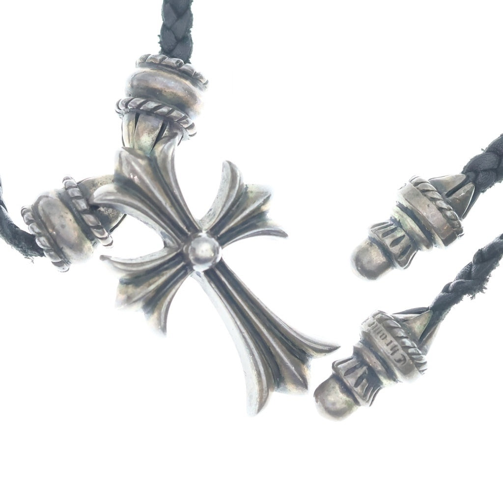CHROME HEARTS(クロムハーツ) CH CRS SML CL スモールCHクロス クリンプト レザーブレイド ネックレス シルバー/ブラック BCA217