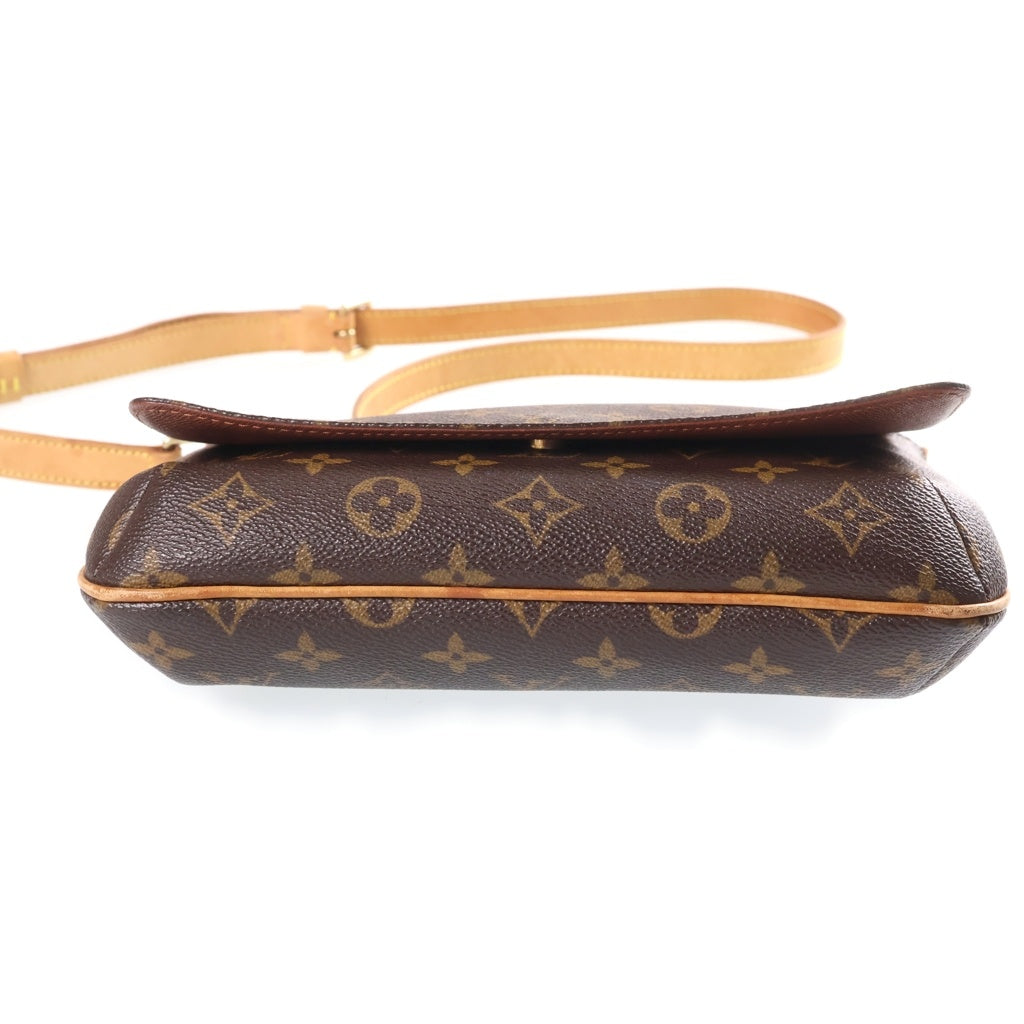 LOUIS VUITTON(ルイヴィトン) モノグラム ミュゼットタンゴ ショルダーバッグ ブラウン レザー×PVC M51388 ゴールド金具