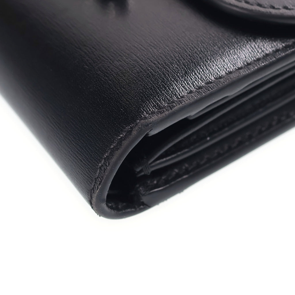 CELINE(セリーヌ) トリオンフ 三つ折り財布 コンパクトウォレット コインケース ブラック シルバー金具 レディース