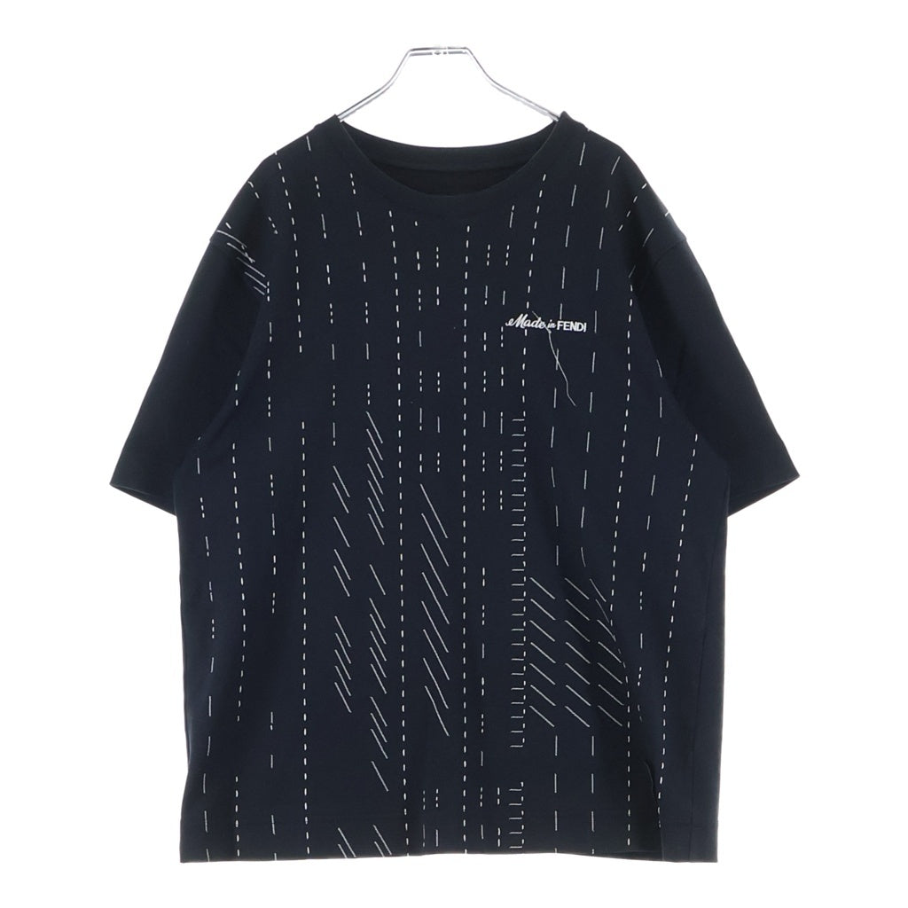 FENDI(フェンディ) 24SS Logo Embroidery S/S Tee ロゴ刺繍 ステッチデザイン 半袖Tシャツ カットソー コットン ブラック FY0936 AR6Z
