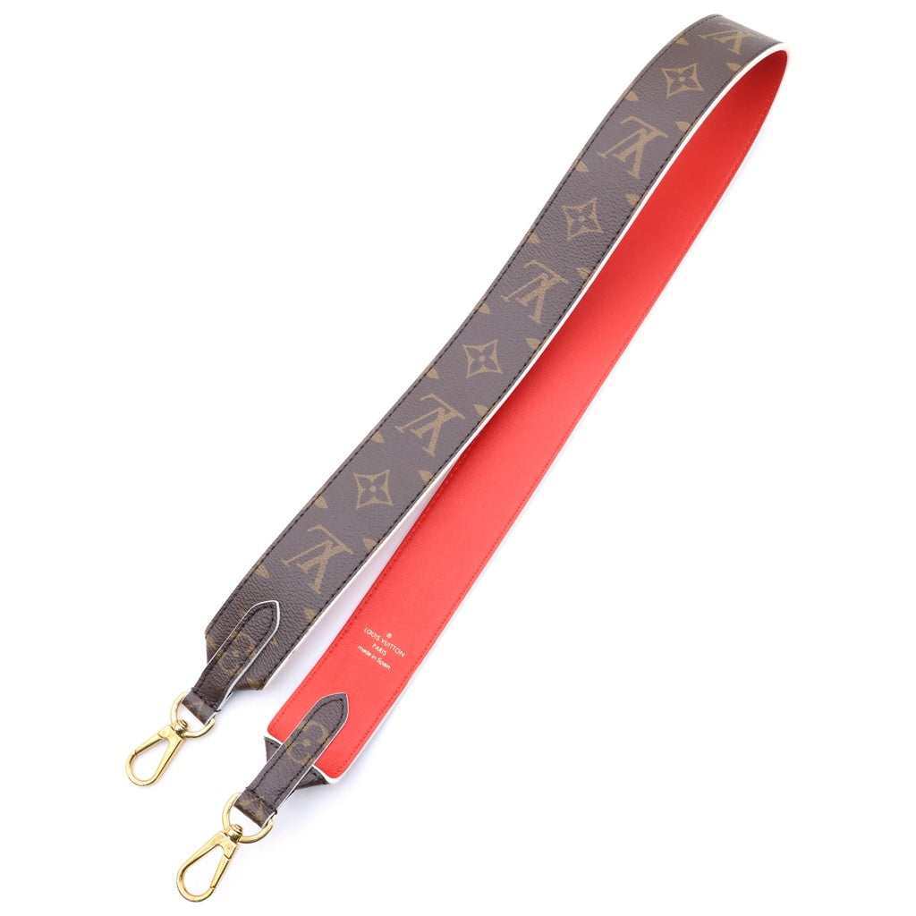 LOUIS VUITTON(ルイヴィトン) モノグラム ショルダーストラップ ブラウン×レッド PVCレザー J02285 ゴールド金具 レディース