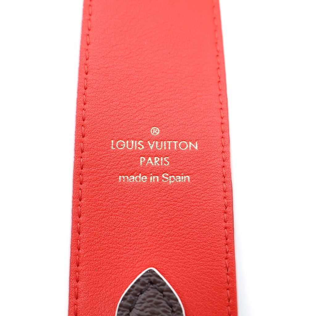 LOUIS VUITTON(ルイヴィトン) モノグラム ショルダーストラップ ブラウン×レッド PVCレザー J02285 ゴールド金具 レディース