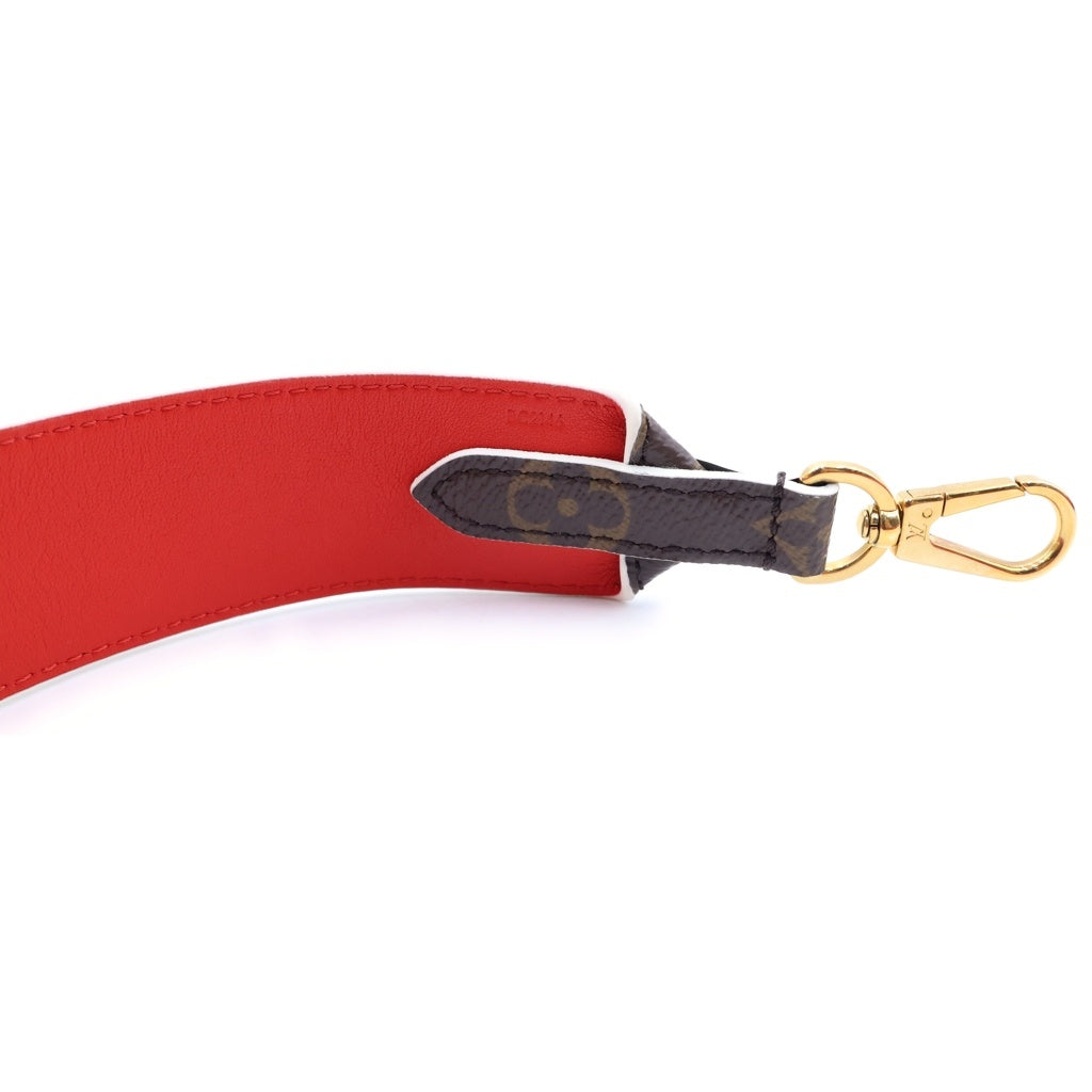 LOUIS VUITTON(ルイヴィトン) モノグラム ショルダーストラップ ブラウン×レッド PVCレザー J02285 ゴールド金具 レディース