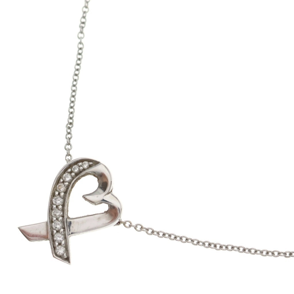 TIFFANY & Co.(ティファニー) パロマピカソ ラビングハート ダイヤ ネックレス Au750 K18WG ホワイトゴールド レディース