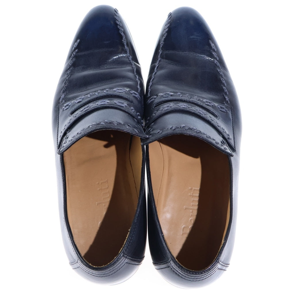 Berluti(ベルルッティ) アンディ パティーヌレザー ローファー ドレスシューズ 革靴 ハンドステッチ ダークブルー 1574