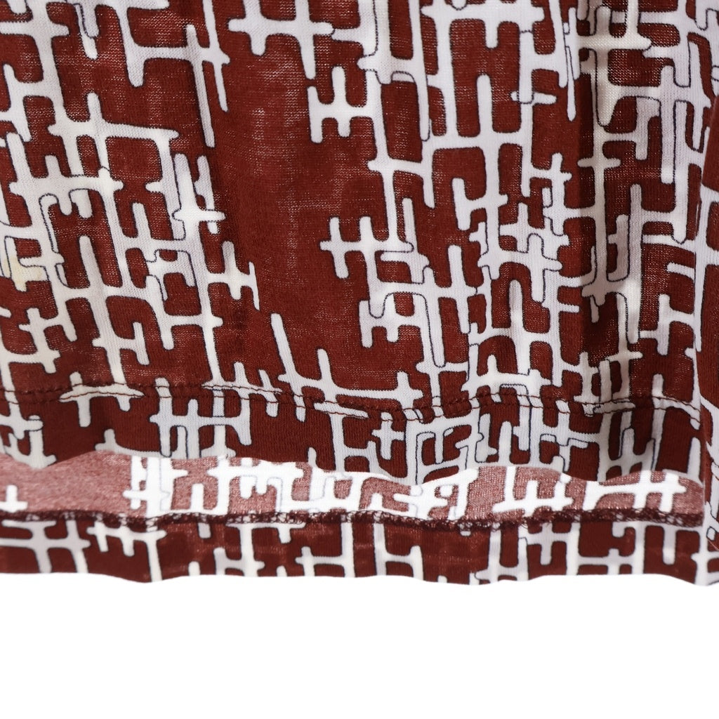 HERMES(エルメス) 総柄Hロゴ ストレッチ 半袖Tシャツ カットソー コットン イタリア製 ボルドー/ホワイト