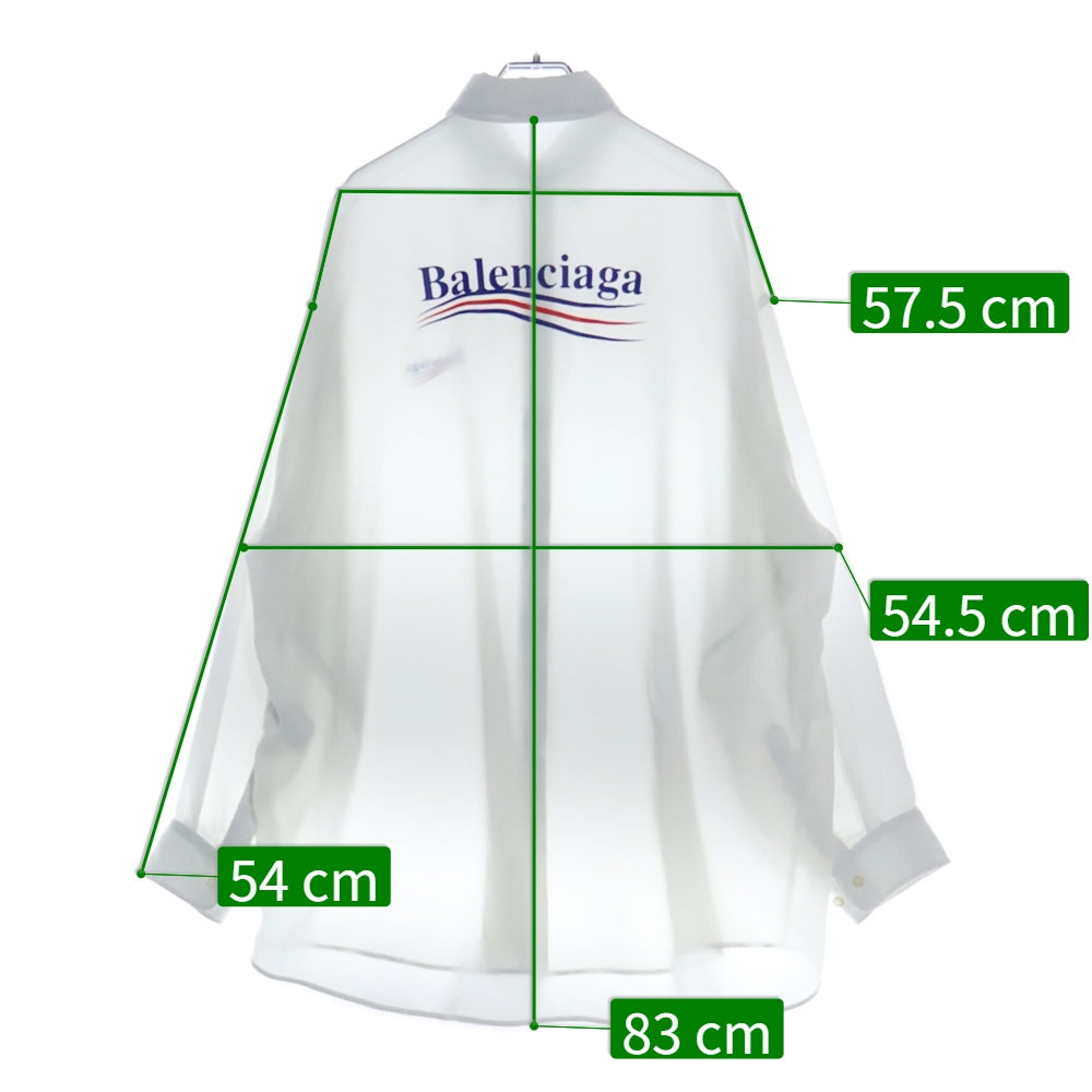 BALENCIAGA(バレンシアガ) キャンペーンロゴ 長袖 シアーシャツ ホワイト 623039 TG008
