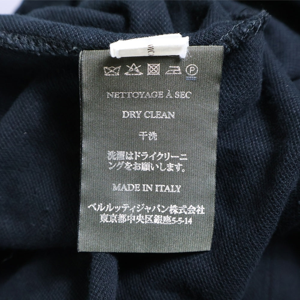 Berluti(ベルルッティ) レザー切替ポケット コットン半袖ポロシャツ ブラック R10JPS01CAET