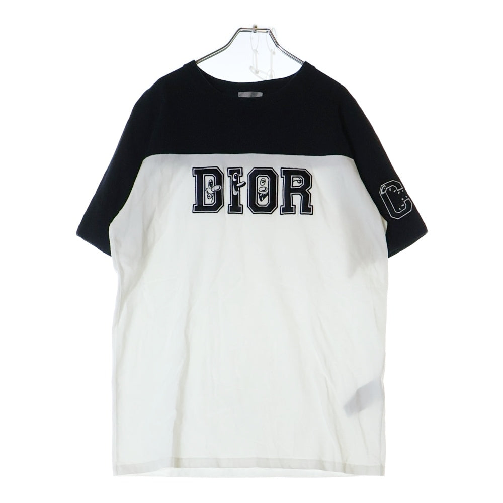 DIOR(ディオール) 21AW ×KENNY SCHARF Oversize Logo T-Shirt 193J646A0554 ×ケニーシャーフ ロゴ刺繍 オーバーサイズ クルーネック半袖Tシャツカットソー ホワイト/ブラック