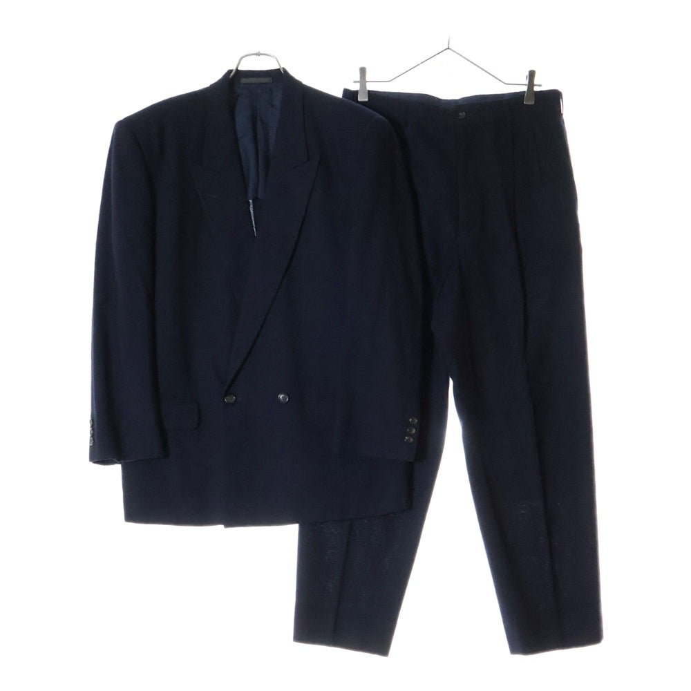 COMME des GARCONS HOMME(コムデギャルソンオム) 91AW ピークドラペル1B ダブルブレスト ジャケット スラックス パンツ セットアップ スーツ ネイビー HJ-02009S