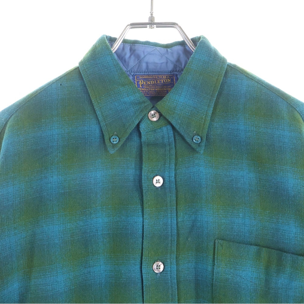 PENDLETON(ペンドルトン) 50S VINTAGE CHECK WOOL L/S SHIRT オンブレチェック ウール 長袖シャツ グリーン/ブルー