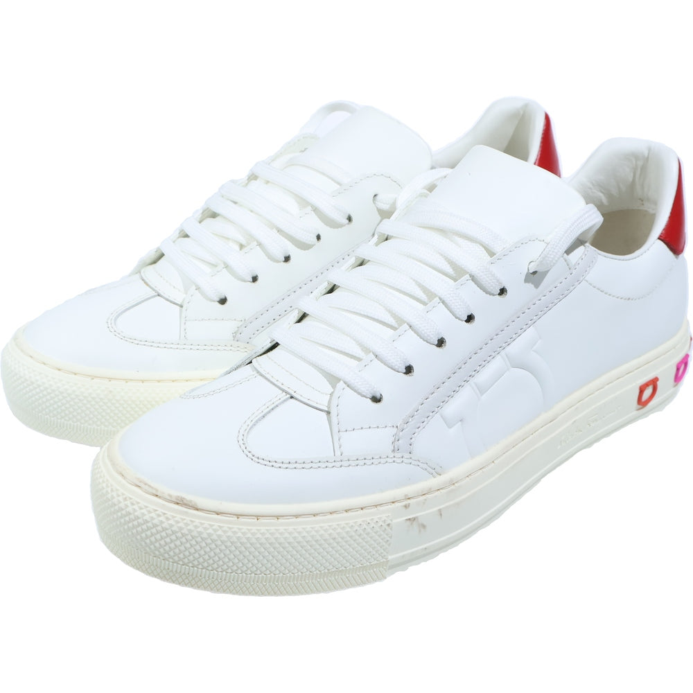 Salvatore Ferragamo(サルヴァトーレ フェラガモ) ガンチーニ ローカット レザースニーカー ホワイト oj02200 レディース