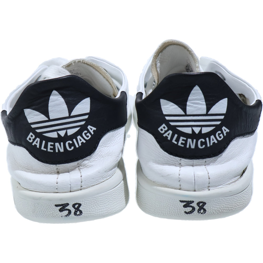 BALENCIAGA(バレンシアガ) ×STAN SMITH アディダス スタンスミス ダメージ加工 レザーローカットスニーカー ホワイト/ブラック 721836 WBDV3 9010
