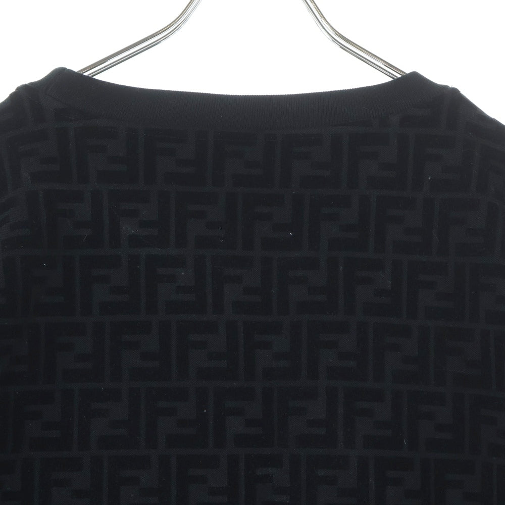 FENDI(フェンディ) ズッカ総柄 フロッキー クルーネック プルオーバースウェット トレーナー ブラック FY1077 AFRJ