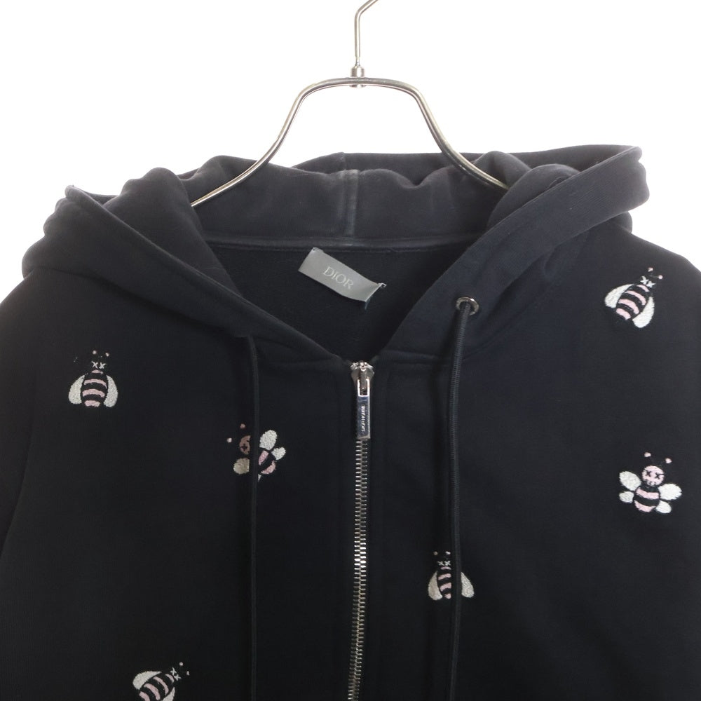 DIOR(ディオール) ×KAWS Bee Zip Up Hoodie カウズ BEE刺繍 ジップアップスウェットパーカー フーディー ブラック 923J205W6142