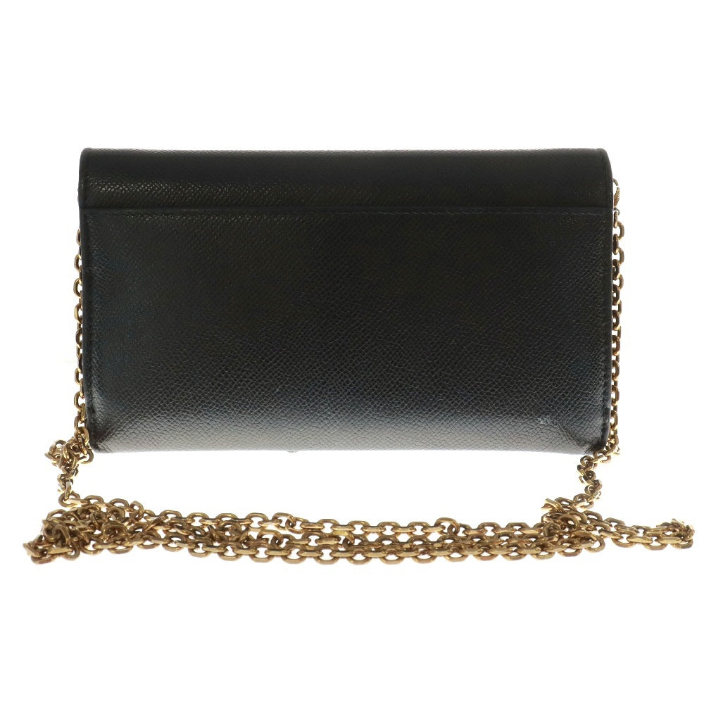 Christian Dior(クリスチャンディオール) サドル チェーンウォレット ショルダーバッグ ブラック レザー ゴールド金具