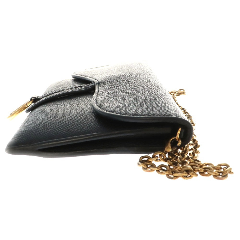 Christian Dior(クリスチャンディオール) サドル チェーンウォレット ショルダーバッグ ブラック レザー ゴールド金具