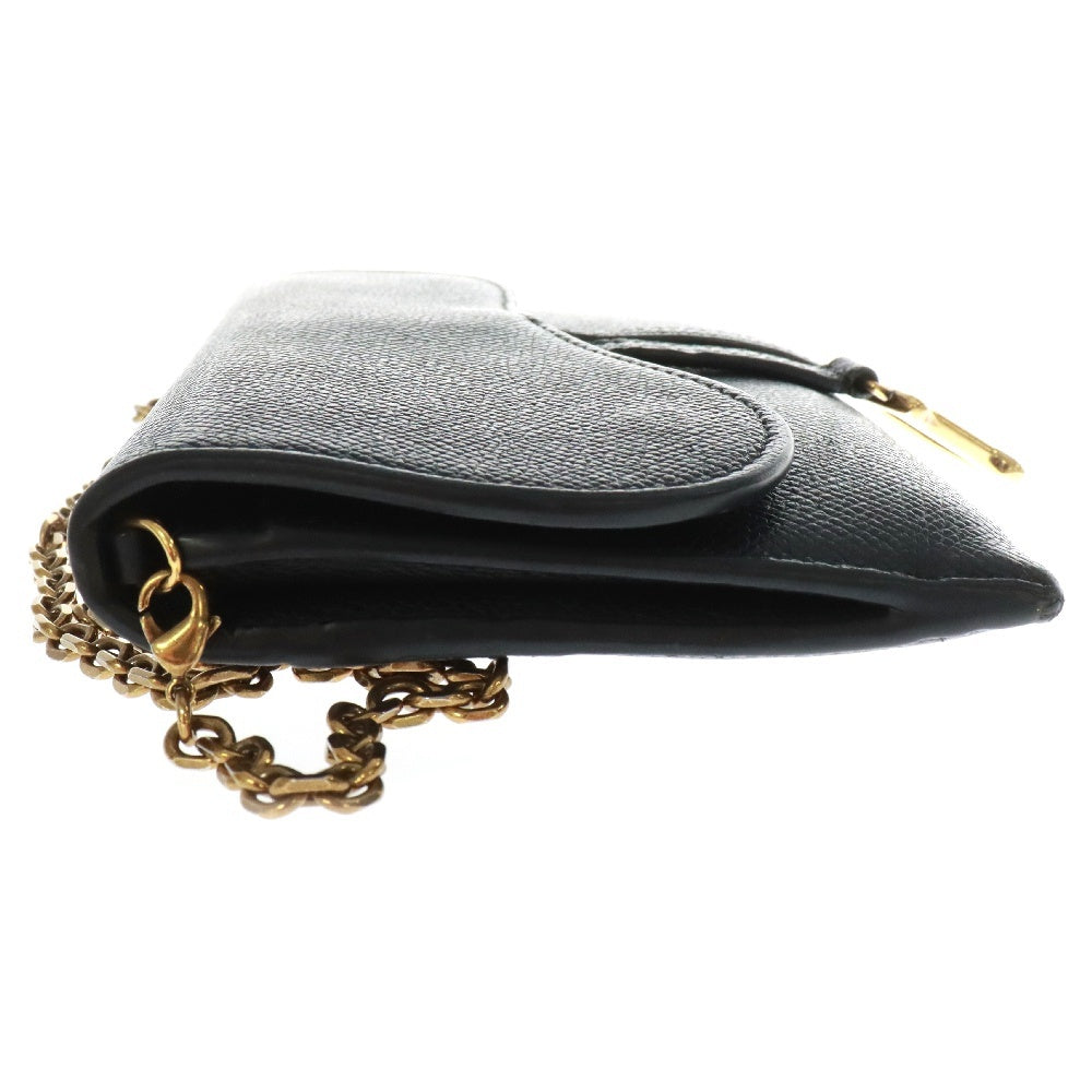Christian Dior(クリスチャンディオール) サドル チェーンウォレット ショルダーバッグ ブラック レザー ゴールド金具