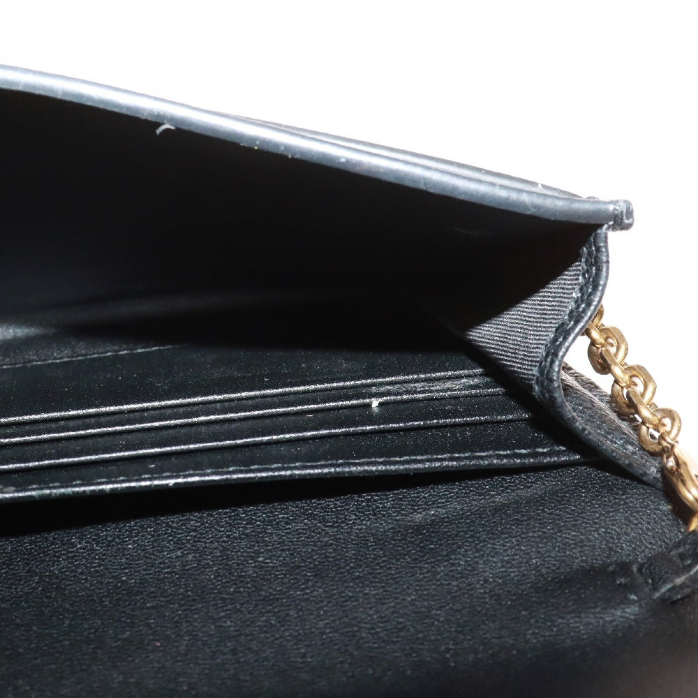 Christian Dior(クリスチャンディオール) サドル チェーンウォレット ショルダーバッグ ブラック レザー ゴールド金具