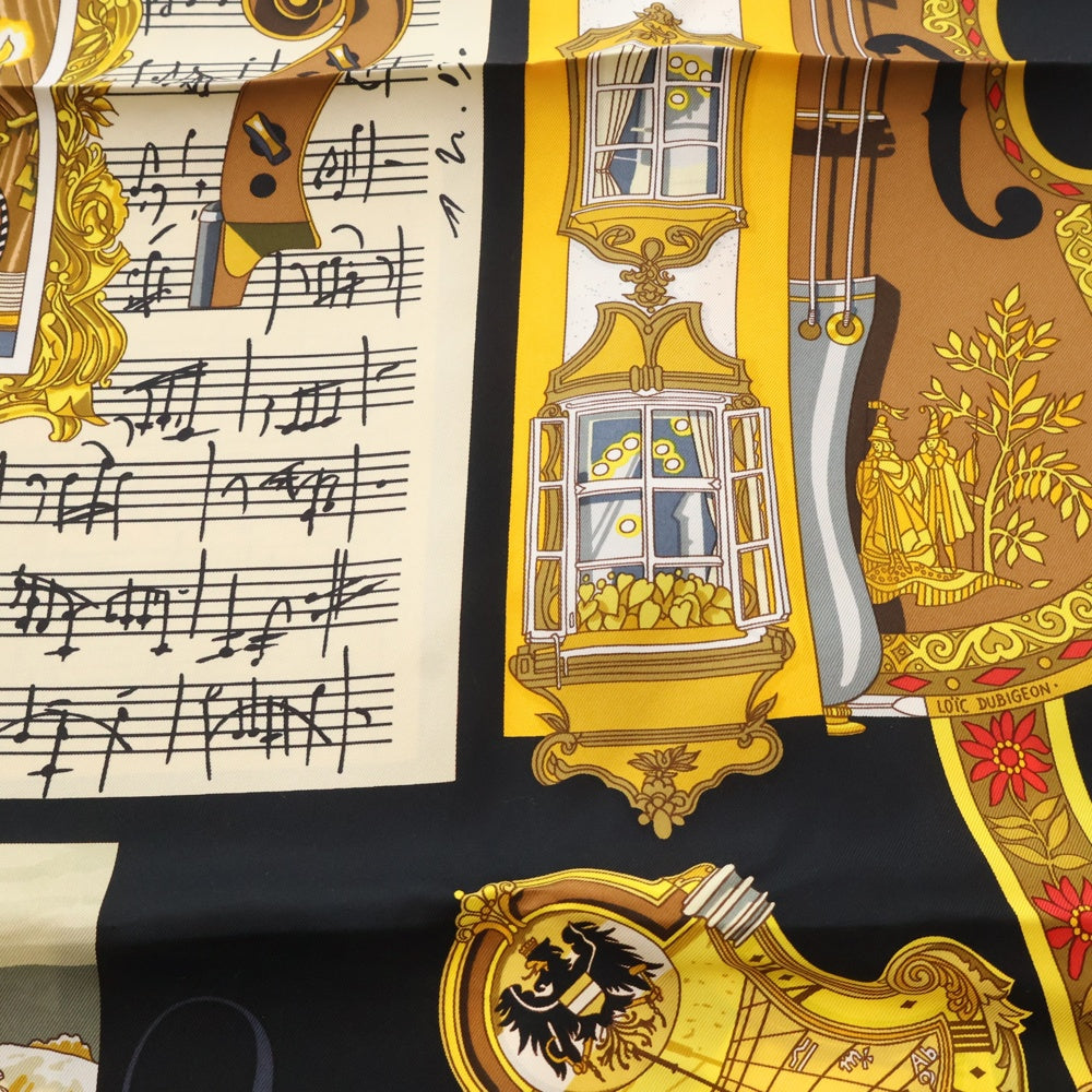 HERMES(エルメス) カレ90 IN SALZBURG ザルツブルグ スカーフ ブラック×イエロー