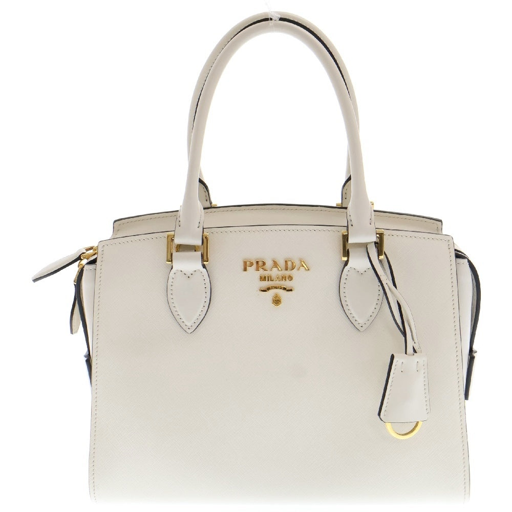 PRADA(プラダ) サフィアーノ 2WAY ハンドバッグ ショルダーバッグ ホワイト ゴールド金具 レザー 1BA164