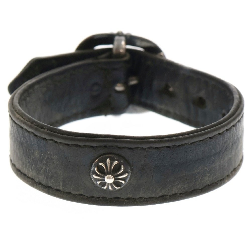 CHROME HEARTS(クロムハーツ) GUNSLINGER ガンスリンガー クロスボール レザーブレスレット ブラック/シルバー BCA146