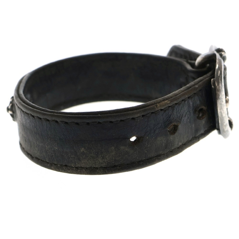 CHROME HEARTS(クロムハーツ) GUNSLINGER ガンスリンガー クロスボール レザーブレスレット ブラック/シルバー BCA146
