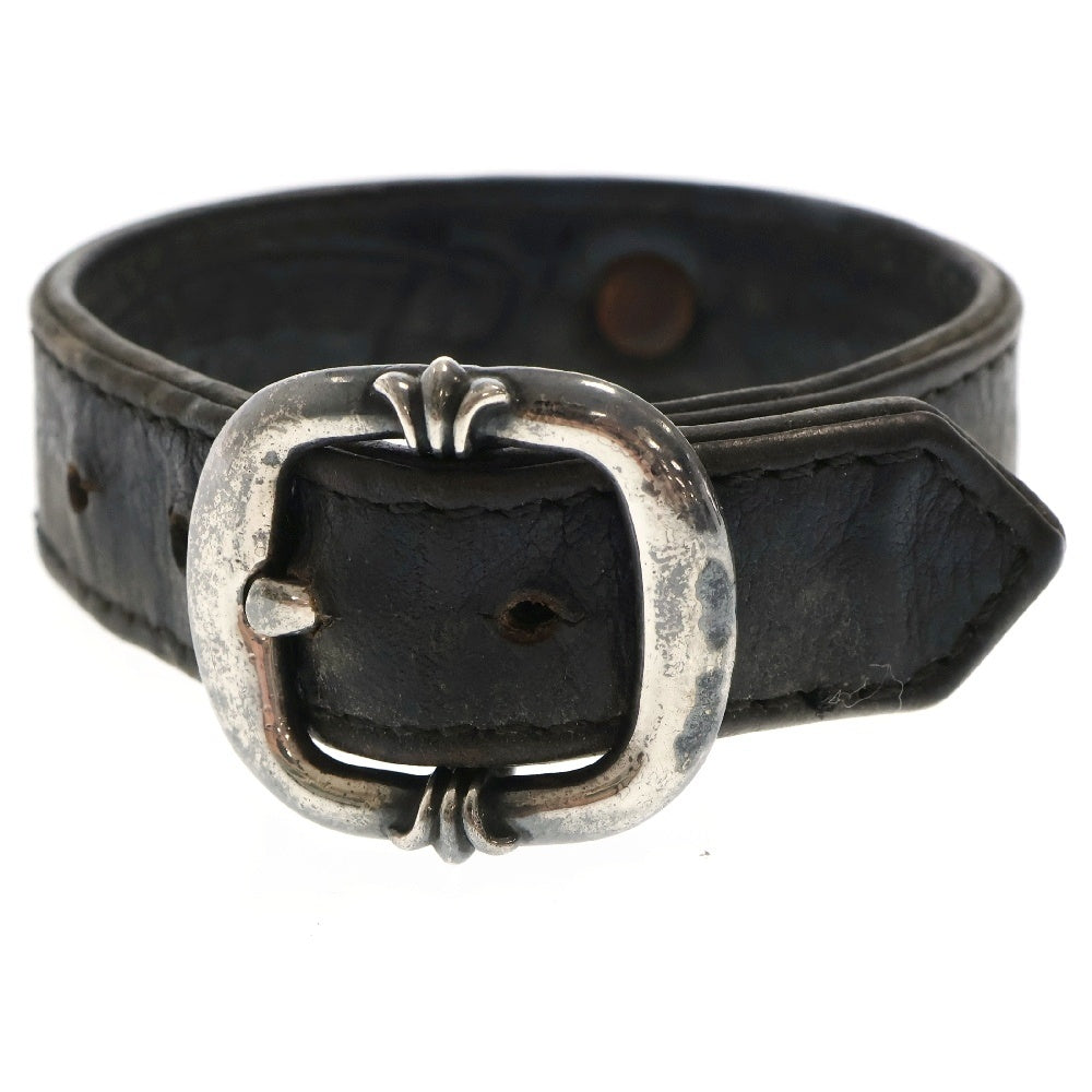 CHROME HEARTS(クロムハーツ) GUNSLINGER ガンスリンガー クロスボール レザーブレスレット ブラック/シルバー BCA146