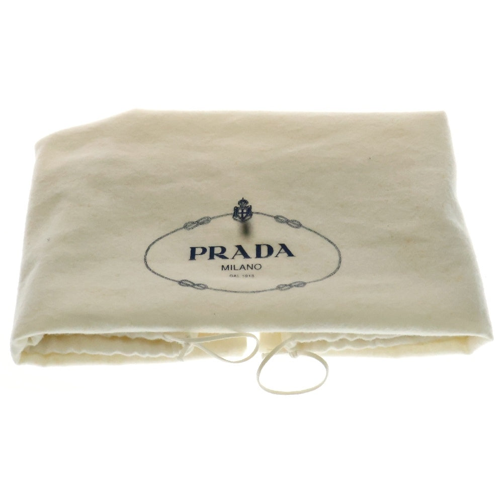 PRADA(プラダ) ギャザー トートバッグ ハンドバッグ 黒 ナイロン×レザー シルバー金具 BN1232