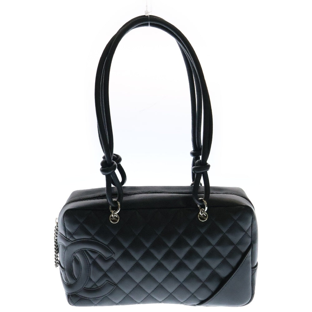 CHANEL(シャネル) カンボンライン ボウリングバッグ 黒 ラムスキン シルバー金具 ハンドバッグ