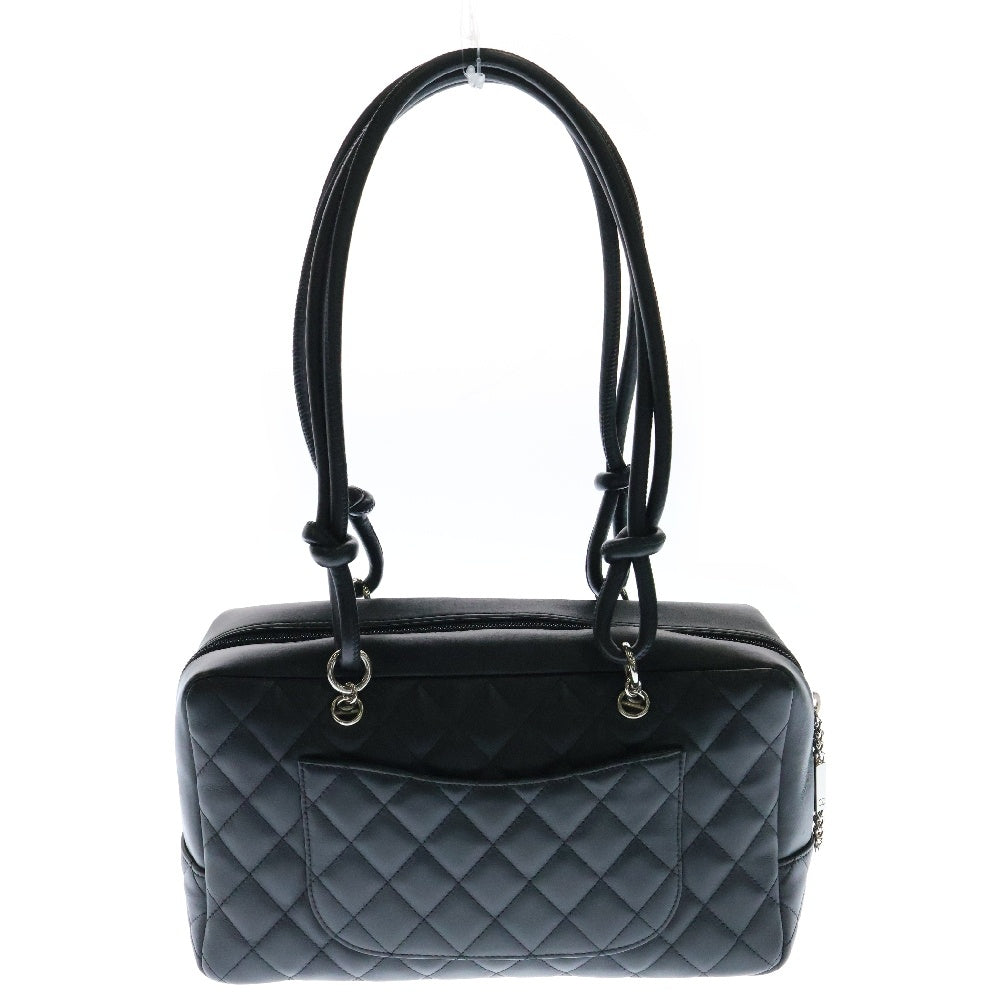 CHANEL(シャネル) カンボンライン ボウリングバッグ 黒 ラムスキン シルバー金具 ハンドバッグ