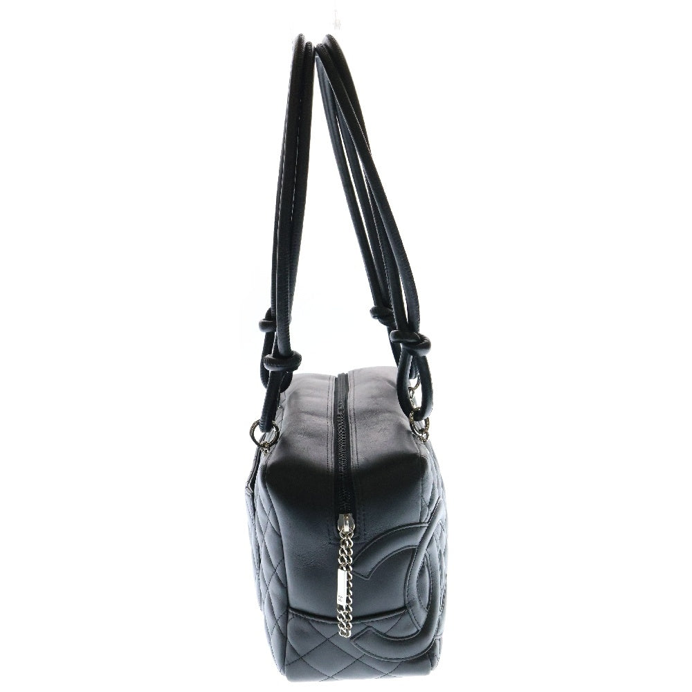 CHANEL(シャネル) カンボンライン ボウリングバッグ 黒 ラムスキン シルバー金具 ハンドバッグ