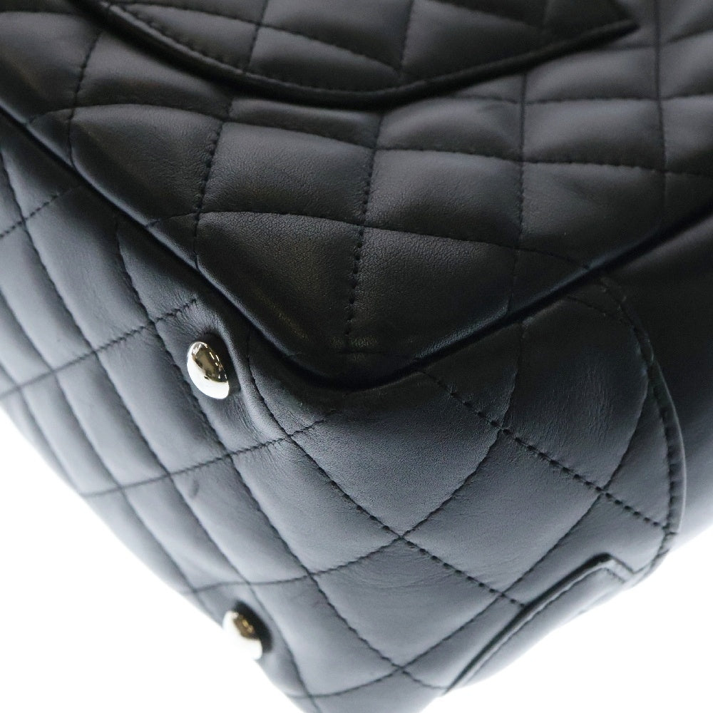 CHANEL(シャネル) カンボンライン ボウリングバッグ 黒 ラムスキン シルバー金具 ハンドバッグ