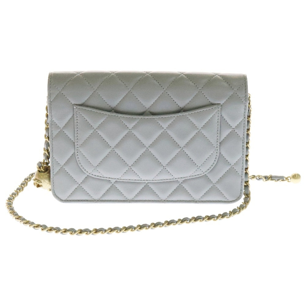 CHANEL(シャネル) マトラッセ ラムスキン チェーン ウォレット ショルダーバッグ グレー ゴールド金具 AP1450 ランダムシリアルタイプ