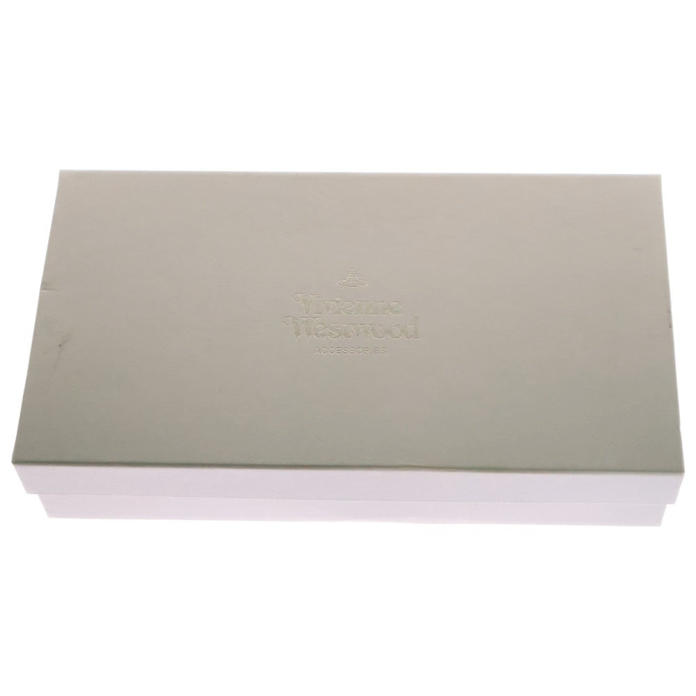 Vivienne Westwood(ヴィヴィアンウエストウッド) オーブロゴプレート バイカラー パンチングレザー ロングウォレット 長財布 ネイビー/ブラウン