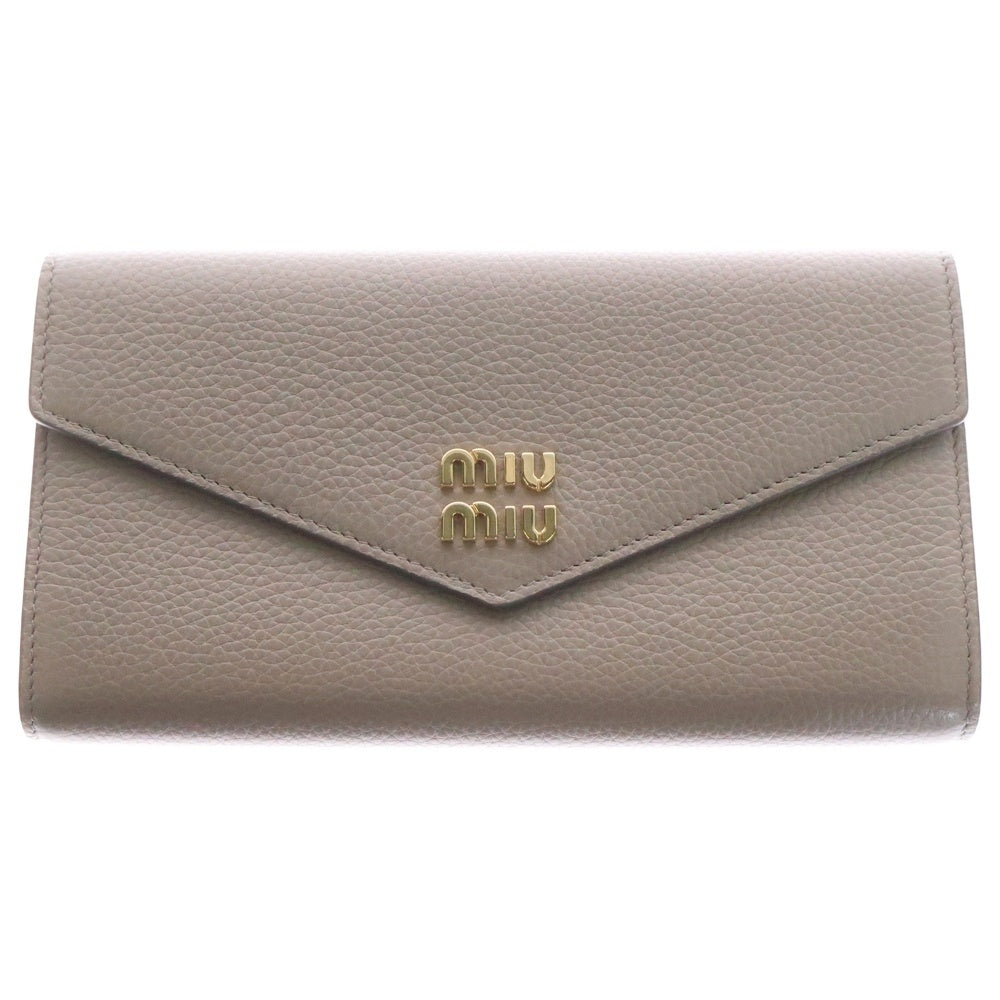 miumiu(ミュウミュウ) ヴィッテロダイノ ロングウォレット ベージュ レザー 長財布