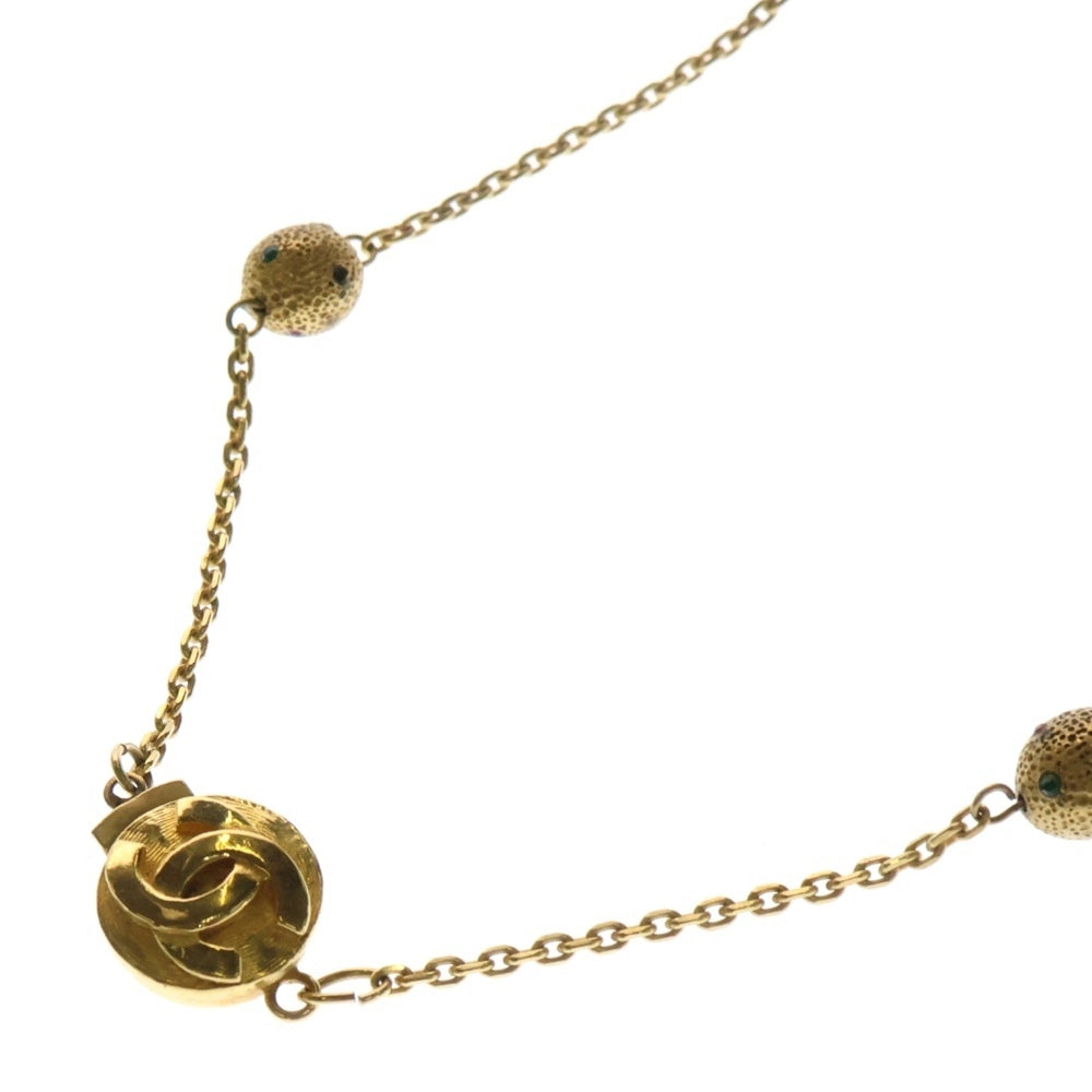 CHANEL(シャネル) ココマーク カラーストーン マルチカラー ネックレス ゴールド GP アクセサリー ヴィンテージ