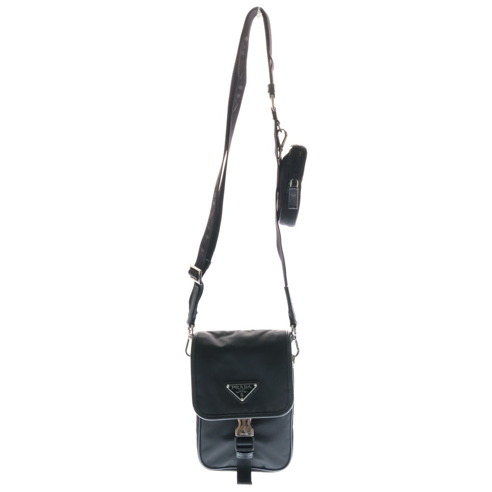 PRADA(プラダ) サフィアーノ ポーチ付き ショルダーバッグ ブラック ナイロン 2VD043