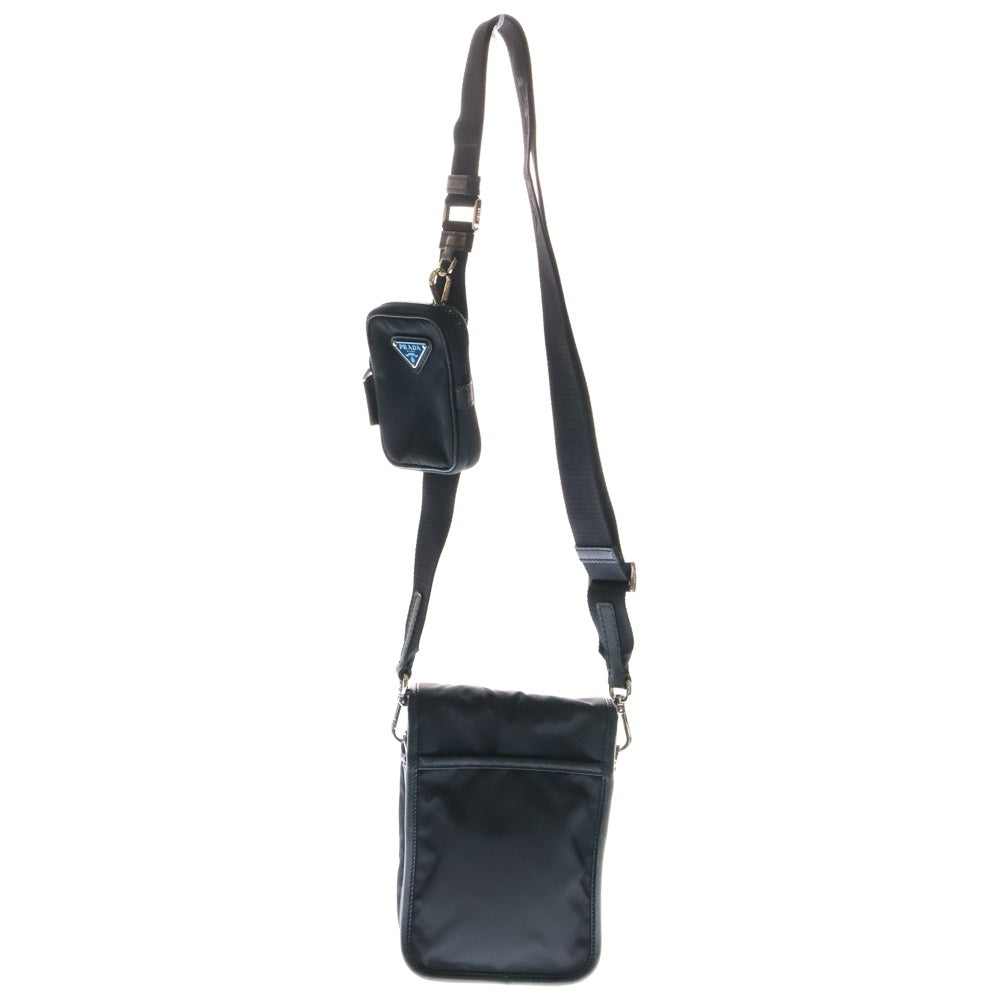 PRADA(プラダ) サフィアーノ ポーチ付き ショルダーバッグ ブラック ナイロン 2VD043