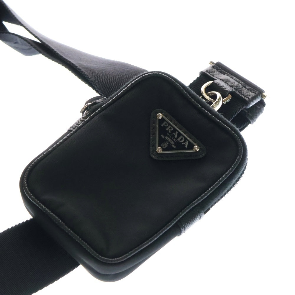 PRADA(プラダ) サフィアーノ ポーチ付き ショルダーバッグ ブラック ナイロン 2VD043