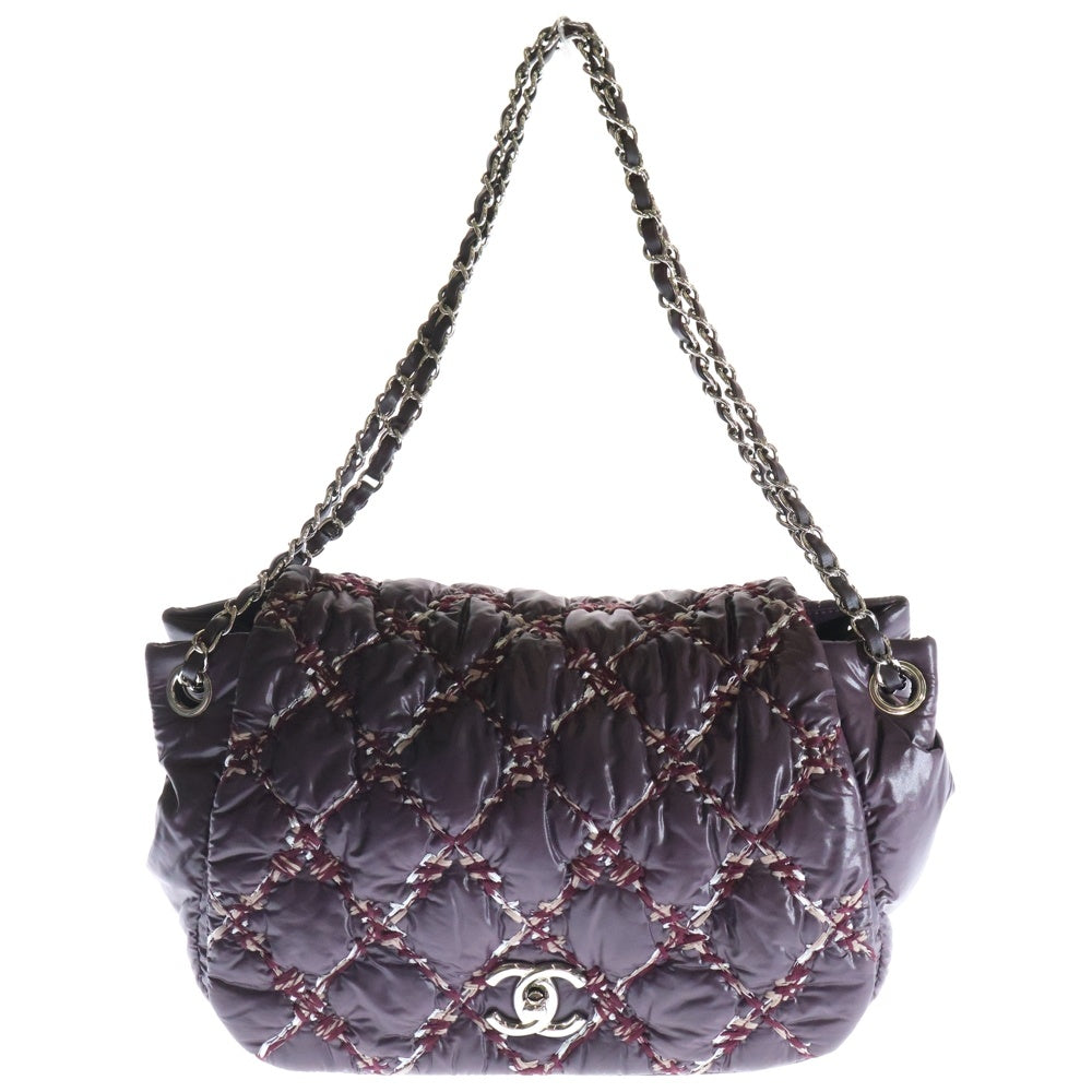 CHANEL(シャネル) ココマーク パリビザンス チェーンショルダーバッグ シルバー金具 レッド ナイロン