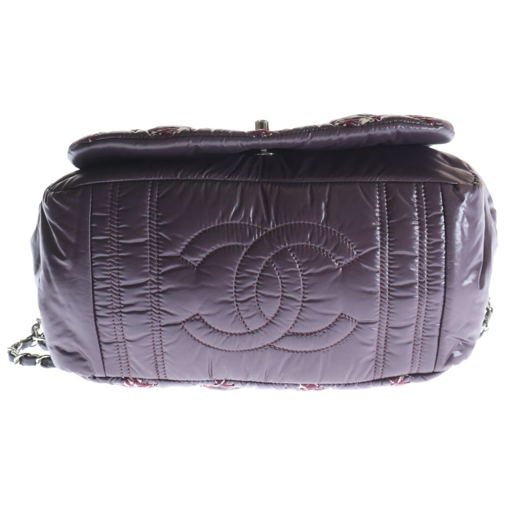 CHANEL(シャネル) ココマーク パリビザンス チェーンショルダーバッグ シルバー金具 レッド ナイロン