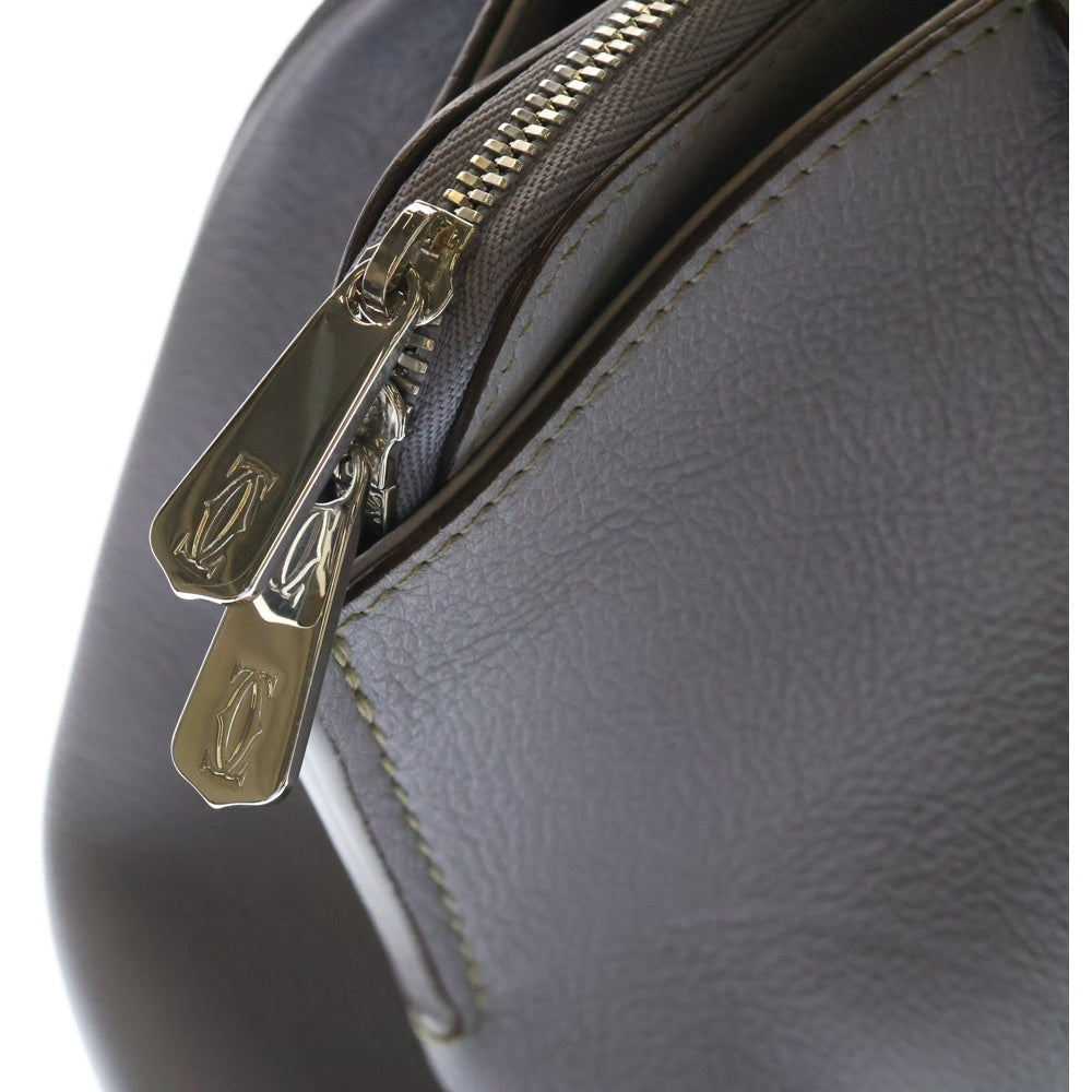 Cartier(カルティエ) Cドゥ 2WAY ハンドバッグ ショルダーバッグ パープル グレー レザー