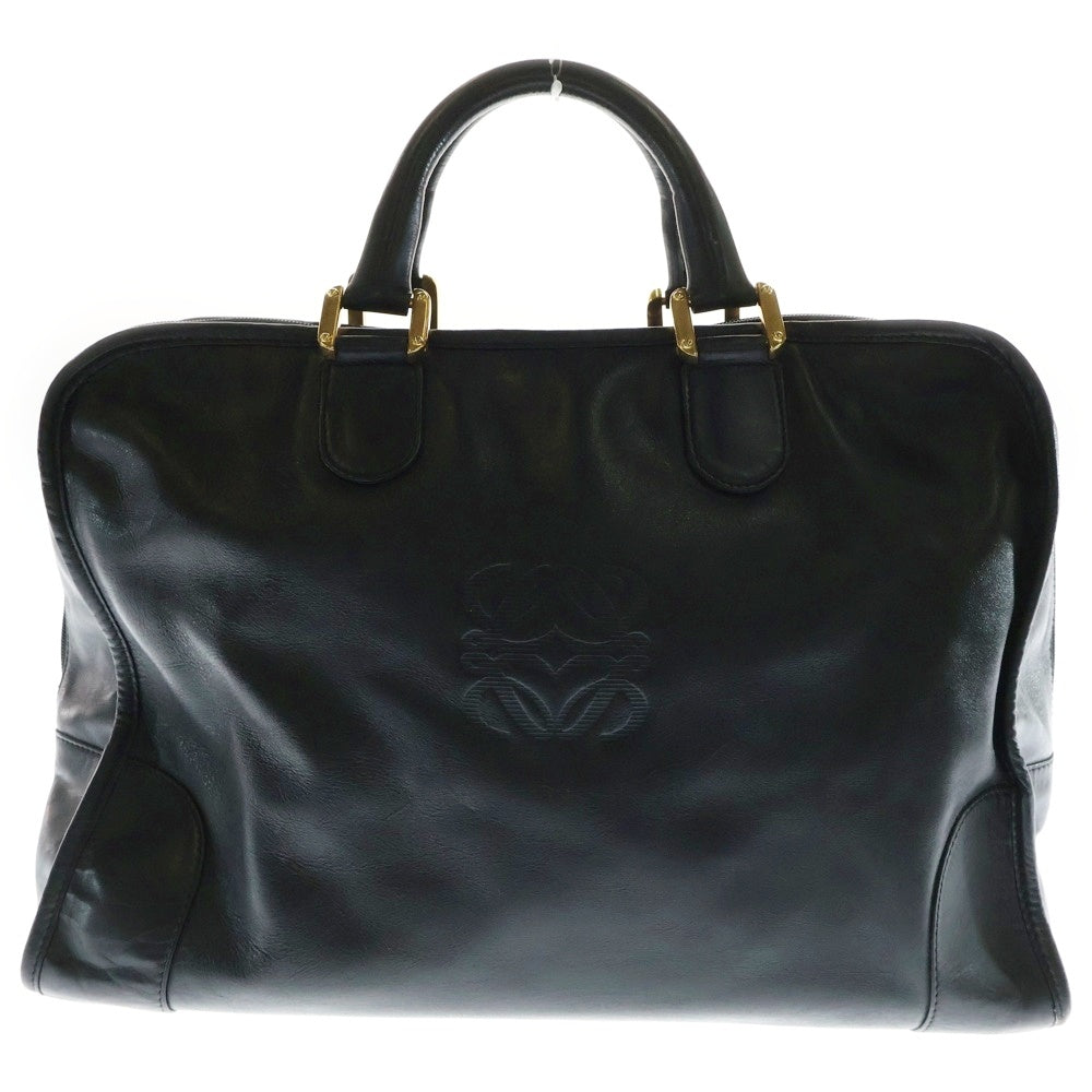 LOEWE(ロエベ) アマソナ40 アナグラムロゴ レザー ハンド ボストンバッグ ゴールド金具 ブラック