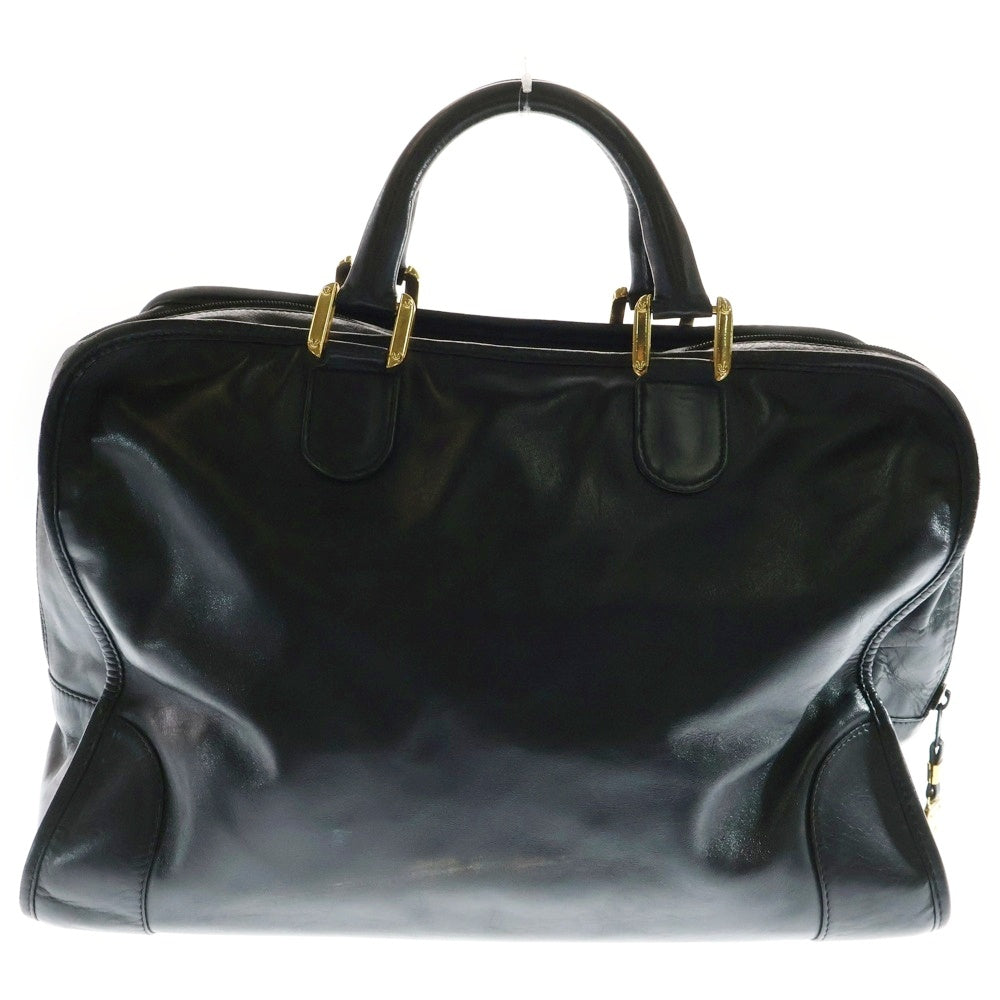 LOEWE(ロエベ) アマソナ40 アナグラムロゴ レザー ハンド ボストンバッグ ゴールド金具 ブラック