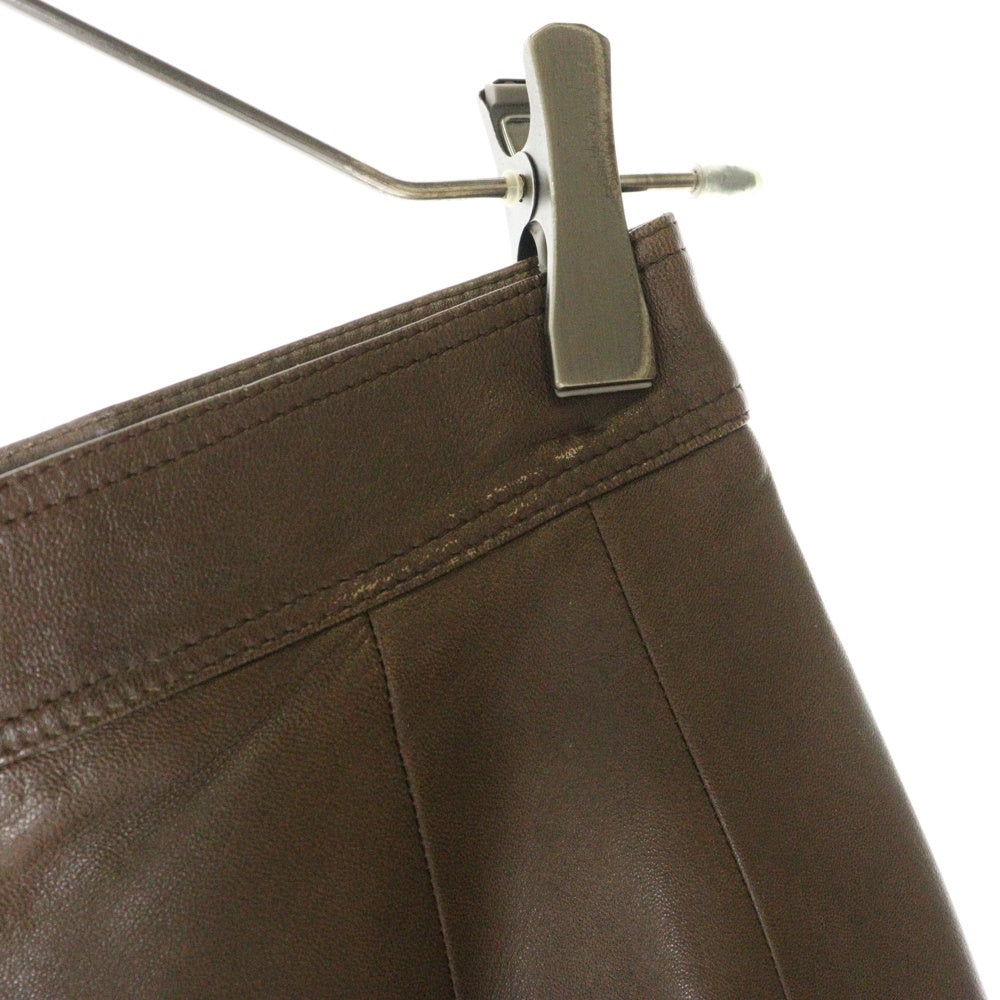 LOEWE(ロエベ) ラムスキン レザー タイト ミディアム スカート ブラウン レディース